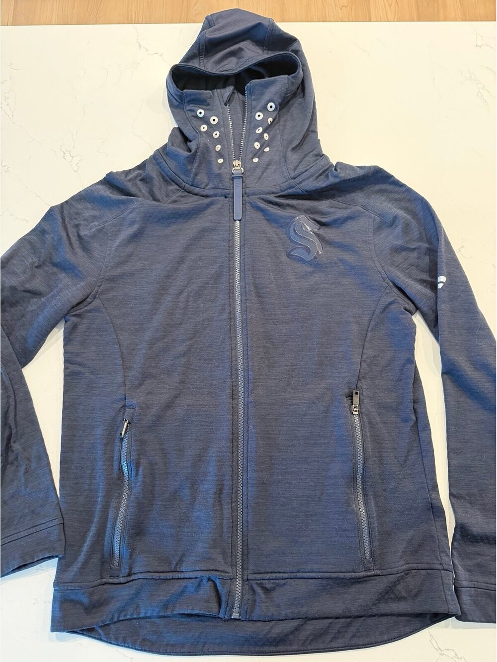 Fanatics Authentic Pro Seattle Kraken Full Zip Hoodie Jacket Navy Mens Medium